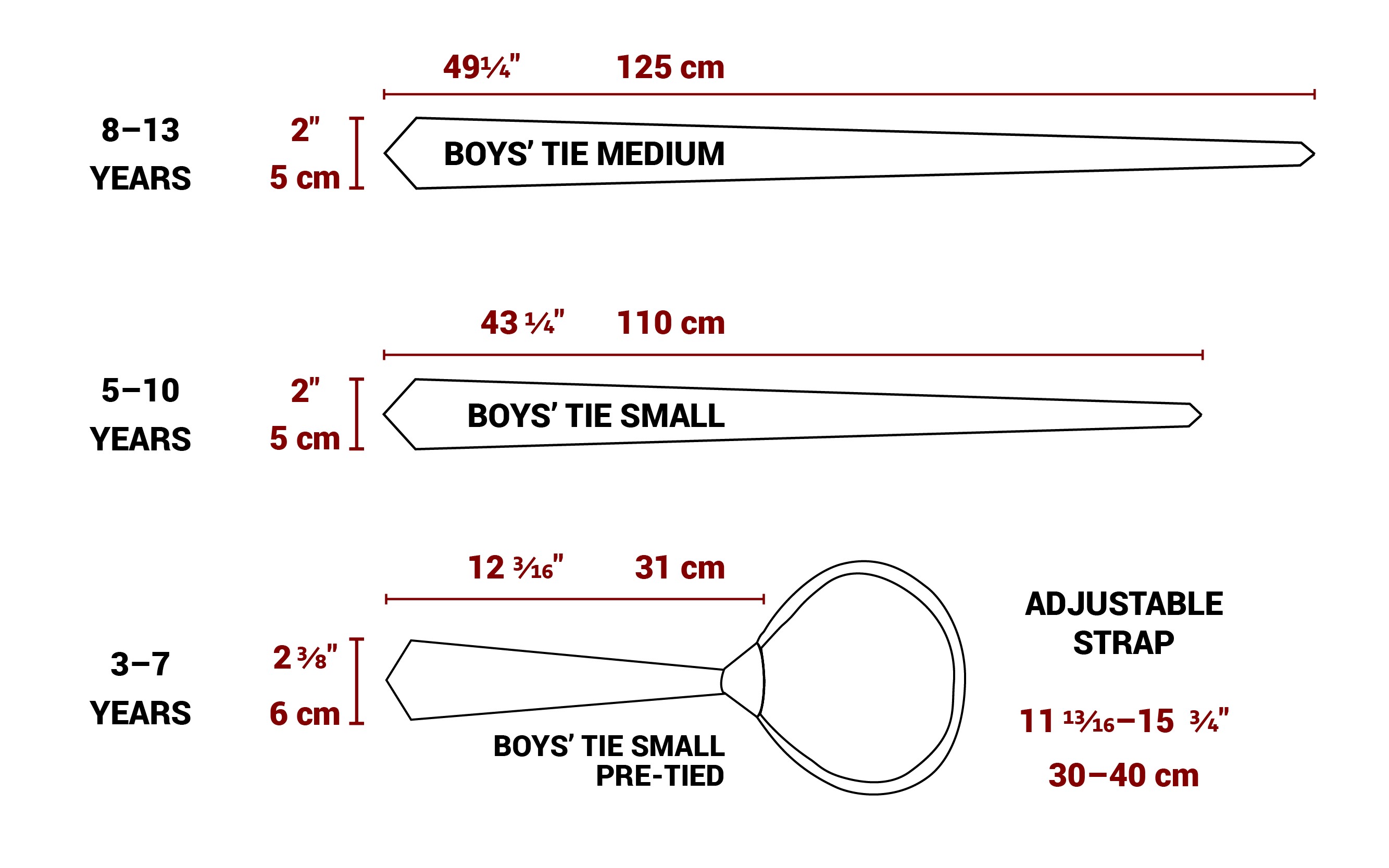 Kids Tie Size Chart
